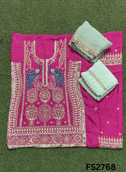 FS2768 | Silk | Party Wear | Wedding | Jaggo | Ring Ceremony | Festival | Contrast |
