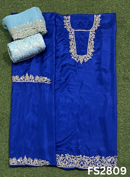 FS2809 | Silk | Party Wear | Wedding | Jaggo | Ring Ceremony | Festival | Contrast