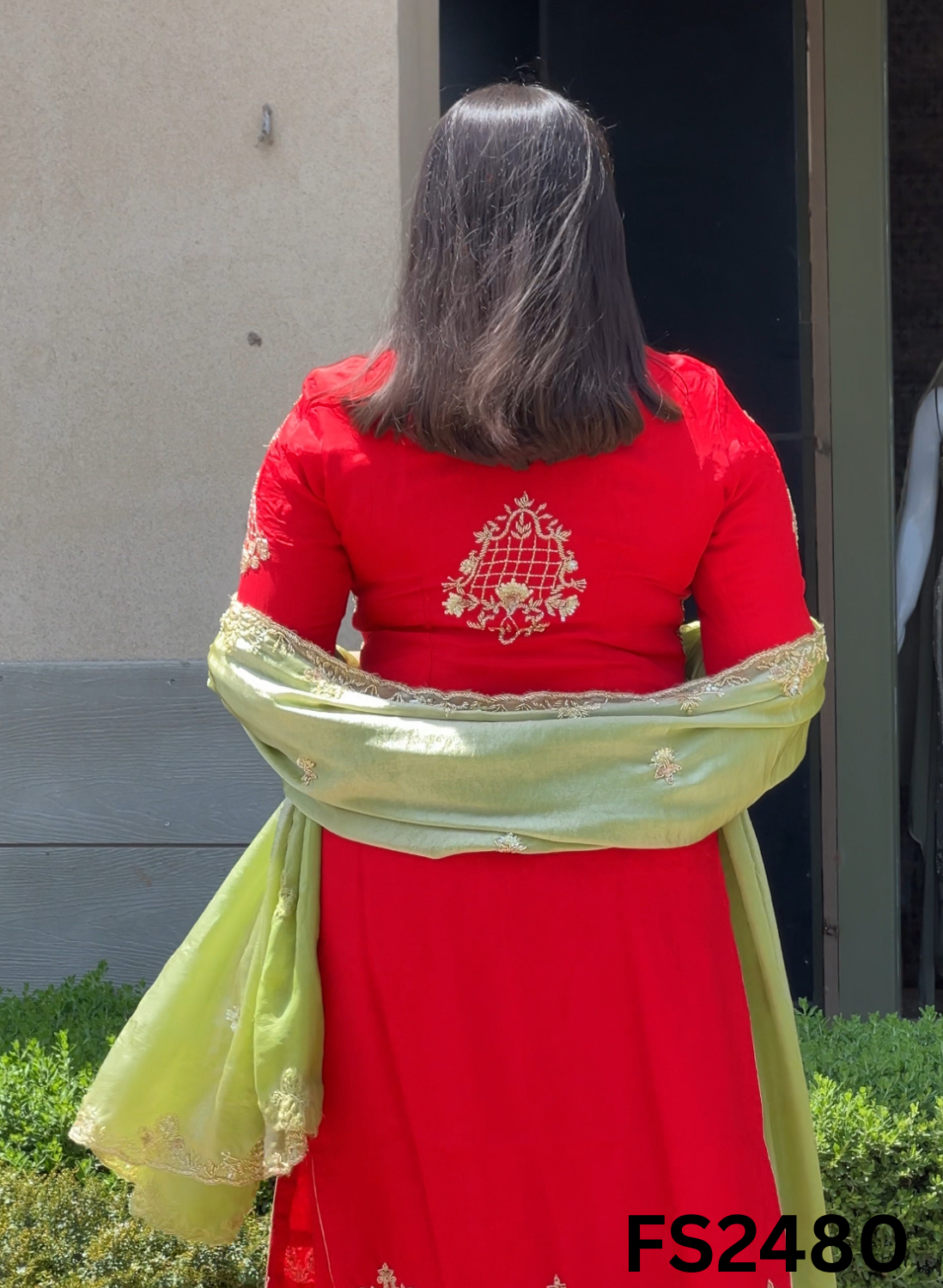 FS2480 | Red | Silk | Party Wear | Wedding | Jaggo | Ring Ceremony | Festival