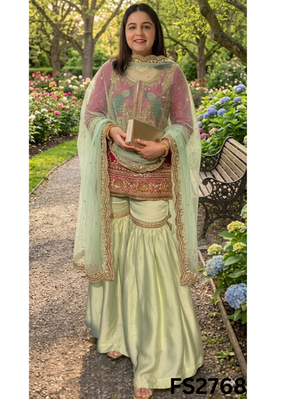 FS2768 | Silk | Party Wear | Wedding | Jaggo | Ring Ceremony | Festival | Contrast |