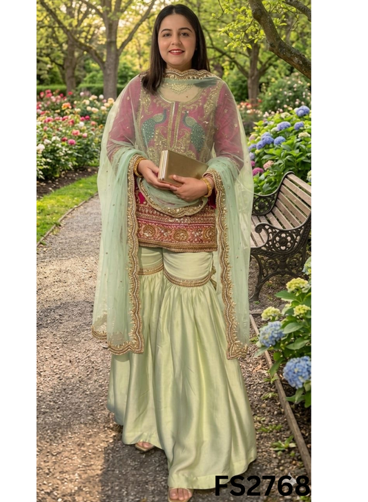 FS2768 | Silk | Party Wear | Wedding | Jaggo | Ring Ceremony | Festival | Contrast |
