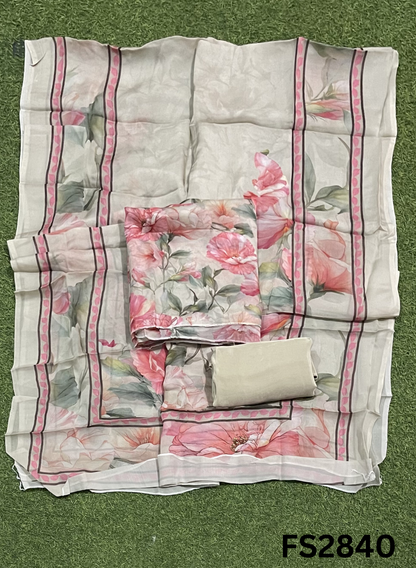 FS2840 | Twill  Organza Suit | Party Wear | Wedding | Jaggo | Ring Ceremony | Festival