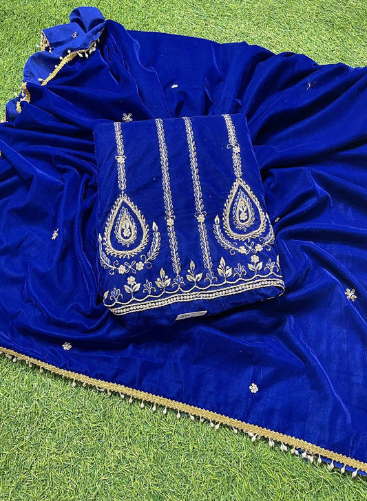 Royal blue velvet  suite | Pure velvet | Wedding | Party Wear | Jaggo | Ring Ceremony | Festival| FS321