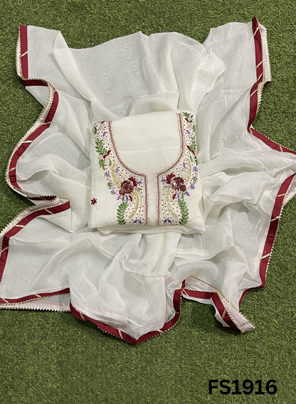 FS1916 | WHITE | Organza Suit | Wedding | Party Wear | Ring Ceremony | Festival Suit |
