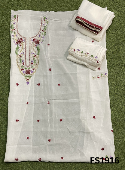 FS1916 | WHITE | Organza Suit | Wedding | Party Wear | Ring Ceremony | Festival Suit |