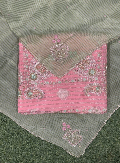 Peach and Pista Shimmer  Suit | Party Wear | Wedding | Jaggo | Ring Ceremony | Festival  | FS399