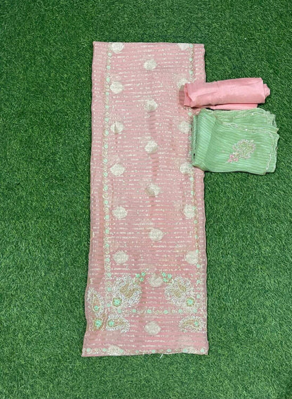 Peach and Pista Shimmer  Suit | Party Wear | Wedding | Jaggo | Ring Ceremony | Festival  | FS399