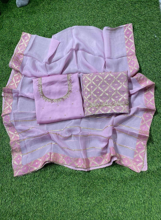 Pink Satin Crepe Suit | Party Wear | Wedding | Jaggo | Ring Ceremony | Festival | FS494