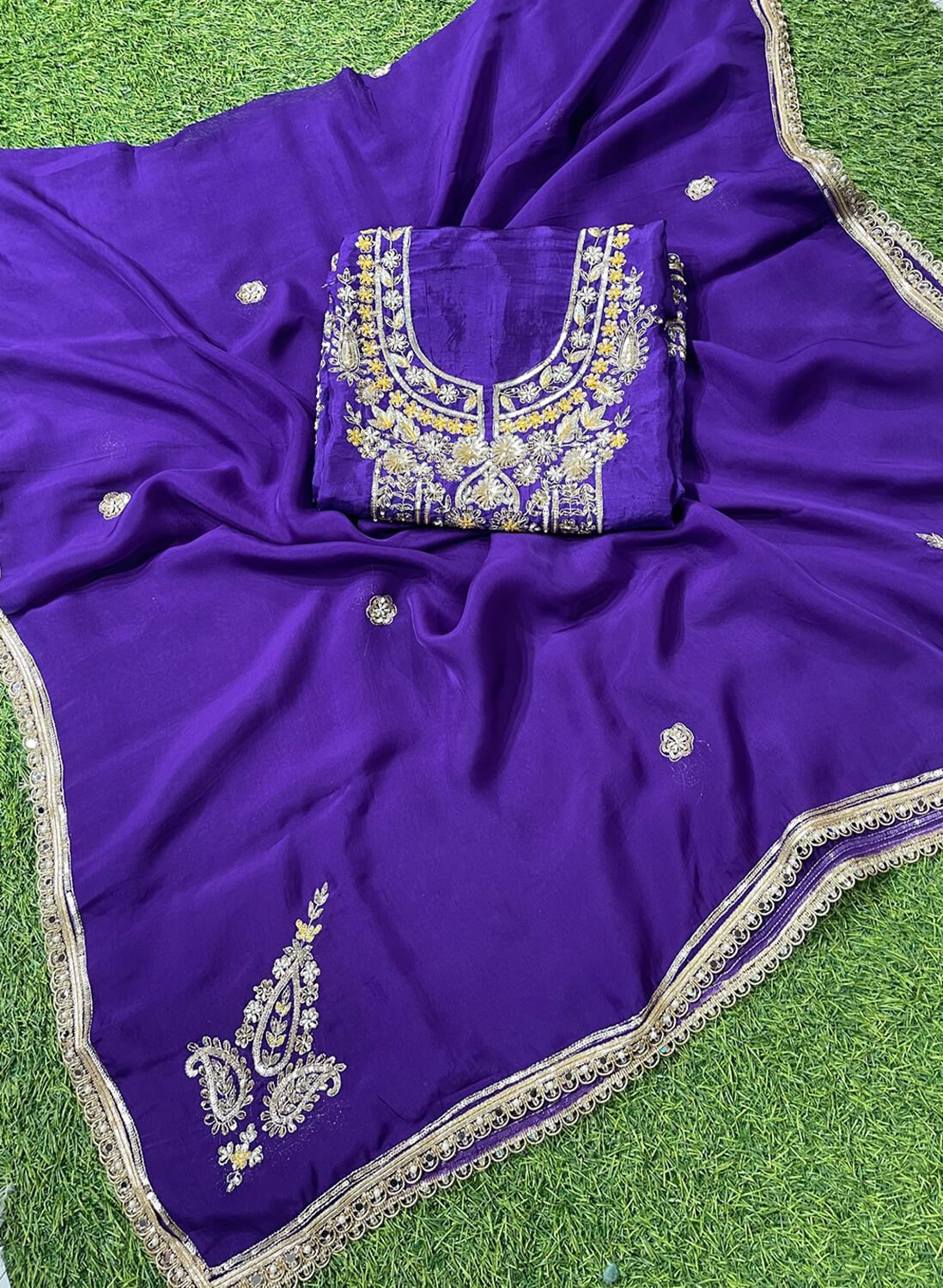 Purple | Raw Silk | Party Wear | Wedding | Jaggo | Ring Ceremony | Festival