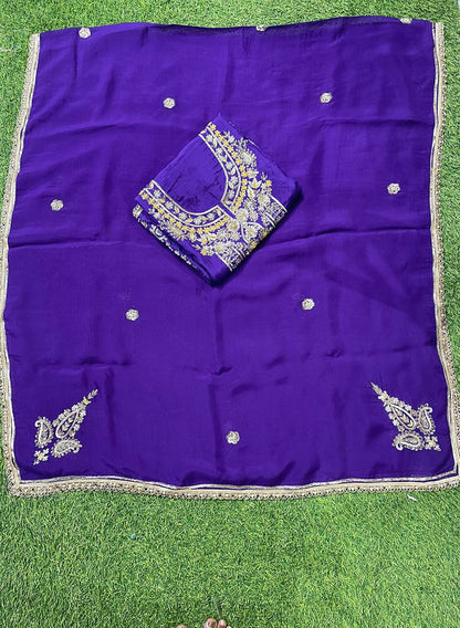 Purple | Raw Silk | Party Wear | Wedding | Jaggo | Ring Ceremony | Festival