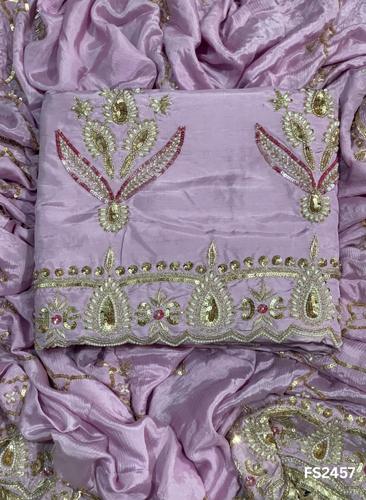 FS2457 | Levender | Raw Silk | Party Wear | Wedding | Jaggo | Ring Ceremony | Festival