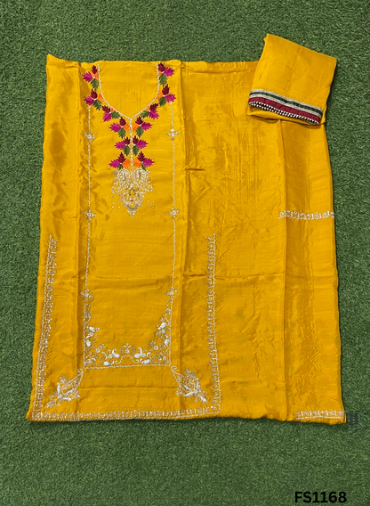 FS1168 | Musterd | Raw Silk | Party Wear | Wedding | Jaggo | Ring Ceremony | Festival