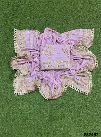 FS2457 | Levender | Raw Silk | Party Wear | Wedding | Jaggo | Ring Ceremony | Festival
