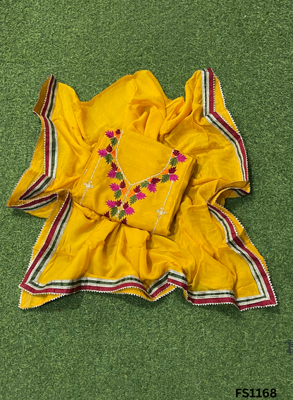 FS1168 | Musterd | Raw Silk | Party Wear | Wedding | Jaggo | Ring Ceremony | Festival
