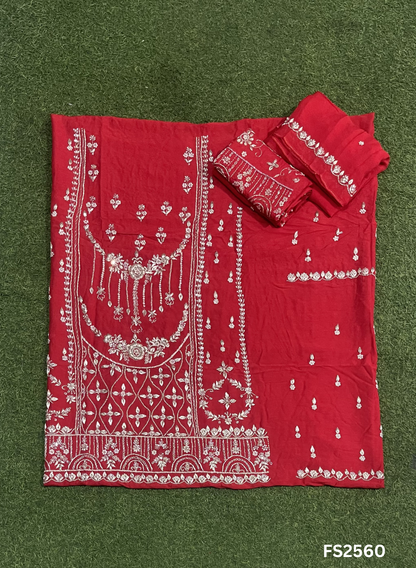 FS2560 | Raw-Silk | Kurti-Sharara | Semi-Stich | Party Wear | Wedding | Jaggo | Ring Ceremony | Festival