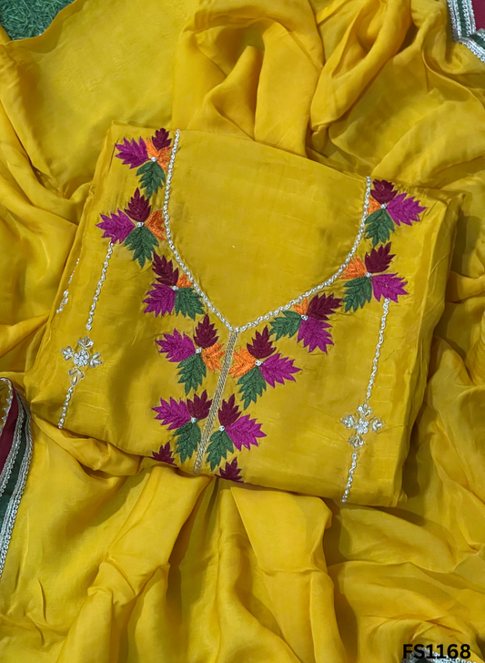FS1168 | Musterd | Raw Silk | Party Wear | Wedding | Jaggo | Ring Ceremony | Festival