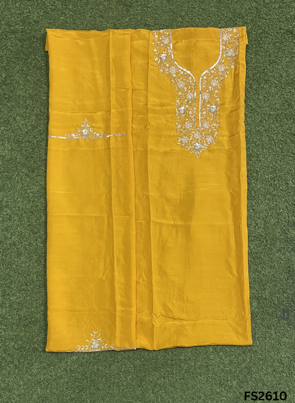 FS2610 | Yellow | Raw Silk | Party Wear | Wedding | Jaggo | Ring Ceremony | Festival
