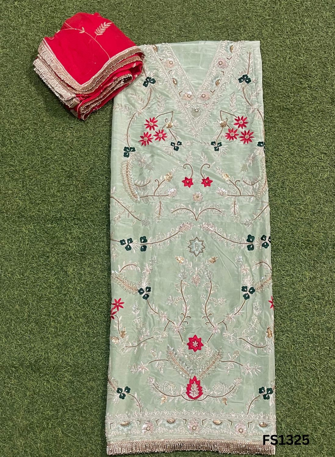 FS1325 | Pista |Raw Silk | Party Wear | Wedding | Jaggo | Ring Ceremony | Festival