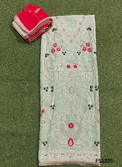 FS1325 | Pista |Raw Silk | Party Wear | Wedding | Jaggo | Ring Ceremony | Festival