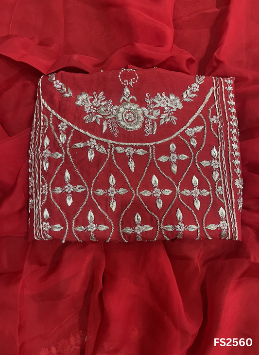 FS2560 | Raw-Silk | Kurti-Sharara | Semi-Stich | Party Wear | Wedding | Jaggo | Ring Ceremony | Festival