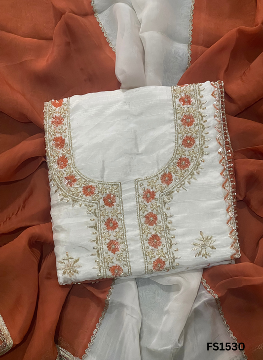 FS1535 | Raw Silk |  Party Wear | Wedding | Jaggo | Ring Ceremony | Festival | Hand-Work suit | F9IAAA