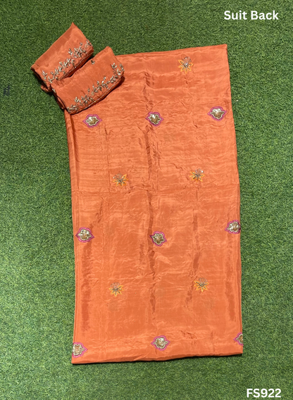 FS922 | Rust  |  Kurti-Lehnga | Raw silk Suit | Party Wear | Wedding | Jaggo | Ring Ceremony | Festival|