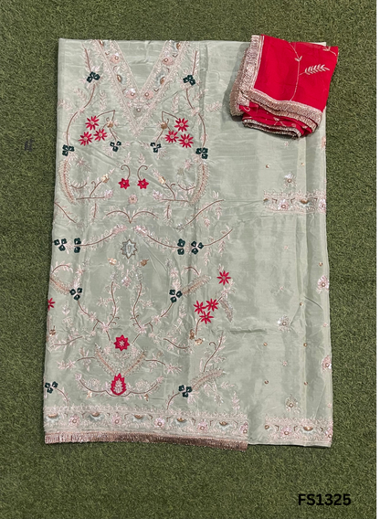 FS1325 | Pista |Raw Silk | Party Wear | Wedding | Jaggo | Ring Ceremony | Festival