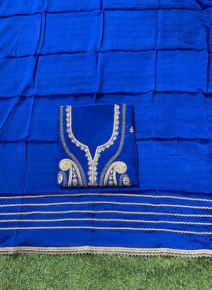 Royal Blue Crepe Suit | Party Wear | Wedding | Jaggo | Ring Ceremony | Festival