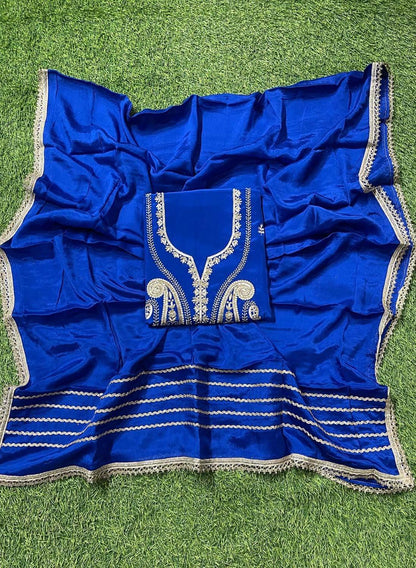 Royal Blue Crepe Suit | Party Wear | Wedding | Jaggo | Ring Ceremony | Festival