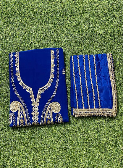 Royal Blue Crepe Suit | Party Wear | Wedding | Jaggo | Ring Ceremony | Festival