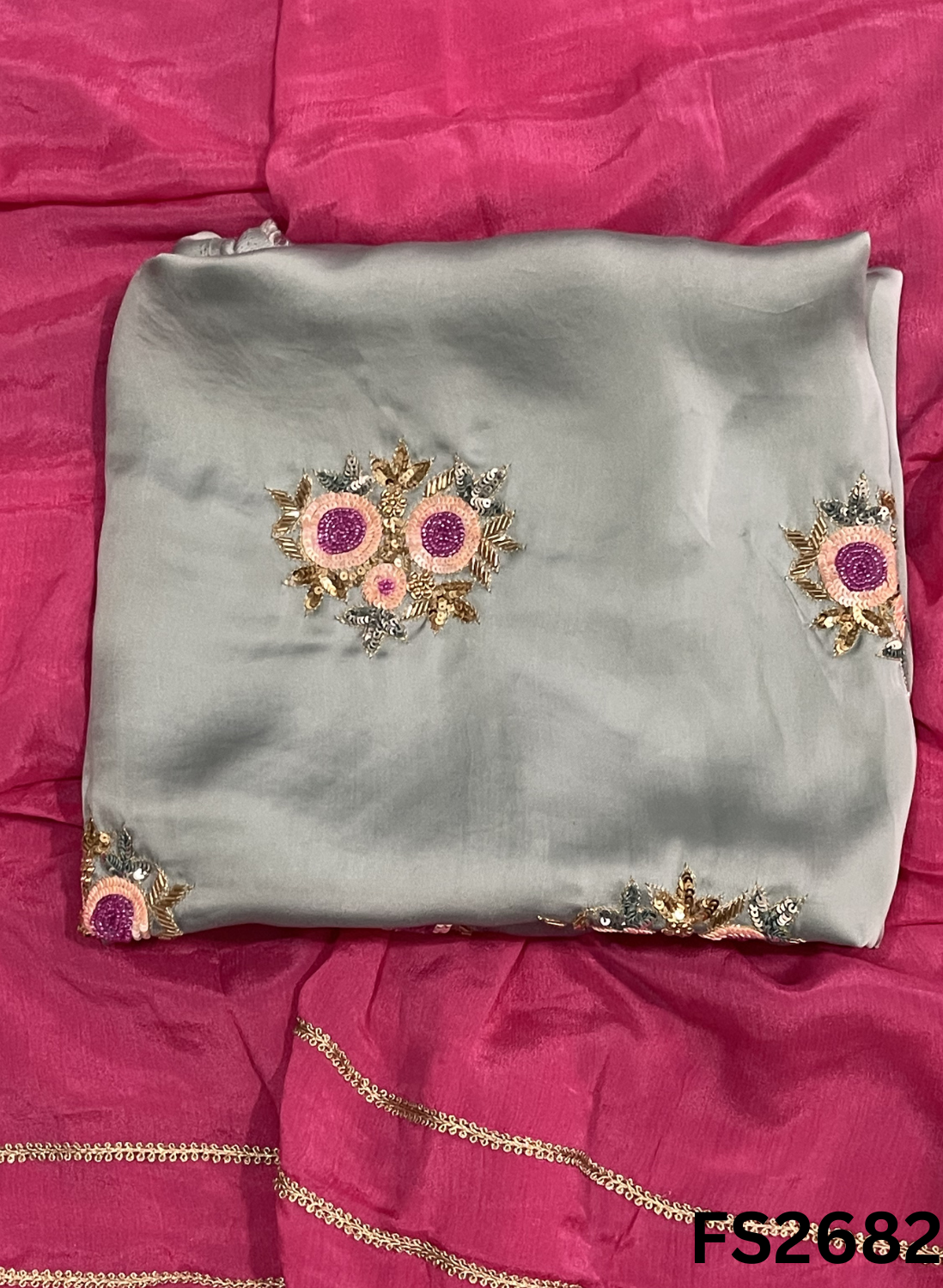FS2682 | Satin Crepe | Party Wear | Wedding | Jaggo | Ring Ceremony | Festival