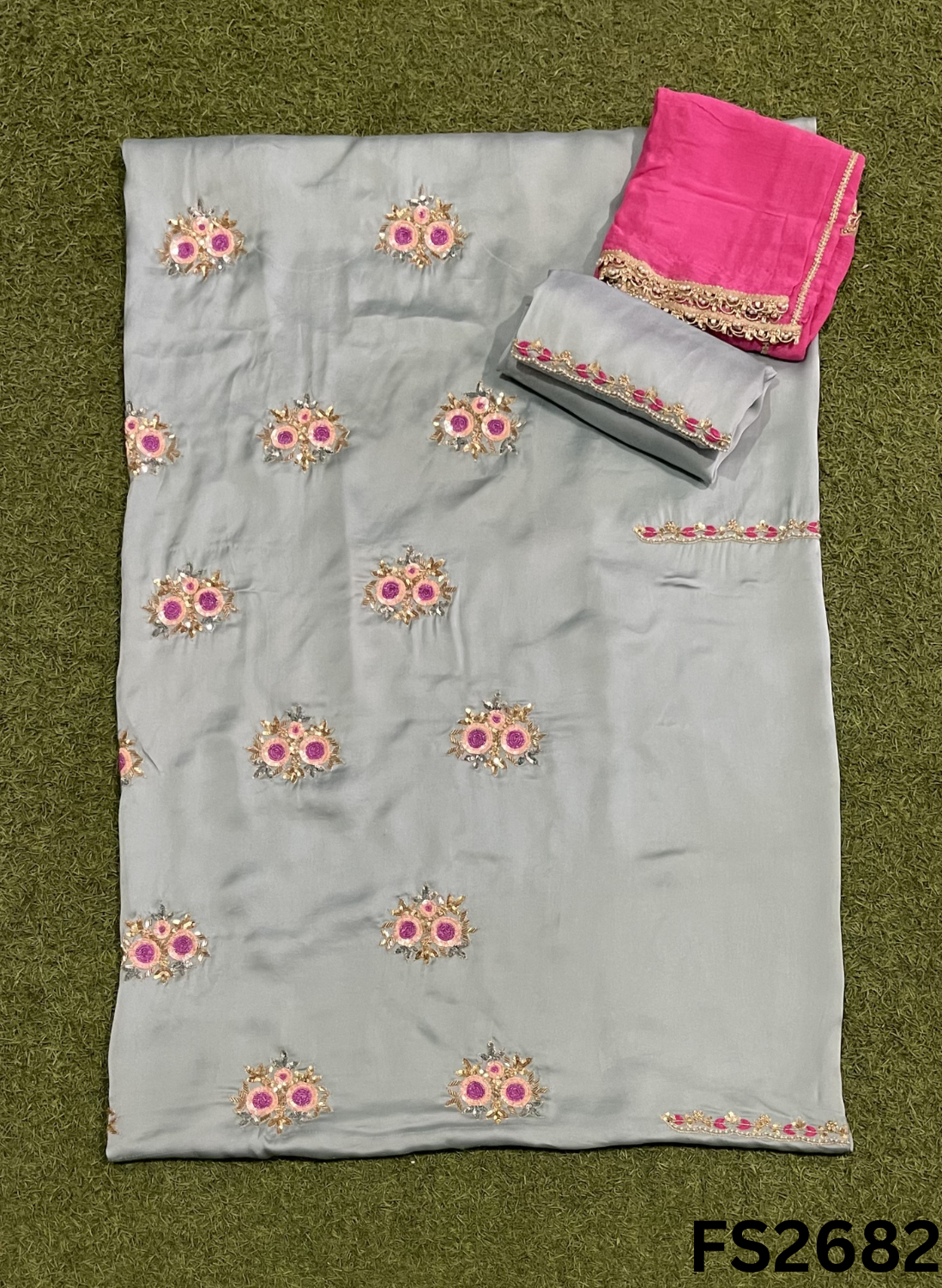 FS2682 | Satin Crepe | Party Wear | Wedding | Jaggo | Ring Ceremony | Festival