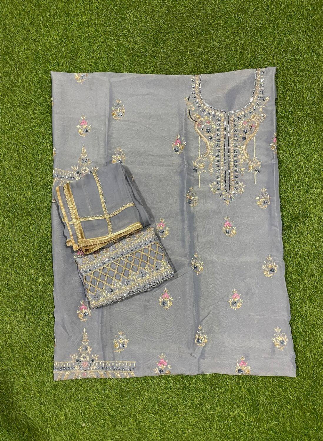 Shimmer sky blue Suit | Party Wear | Wedding | Jaggo | Ring Ceremony | Festival | FS383
