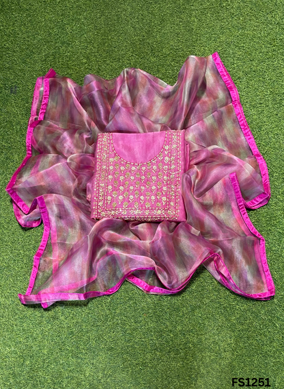 FS1251 | Pink | Glass Shimmer Suit | Party Wear | Wedding | Jaggo | Ring Ceremony | Festival