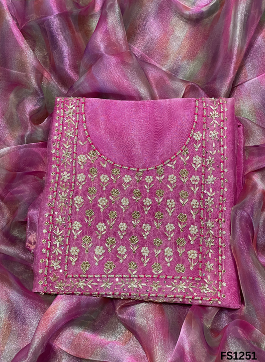 FS1251 | Pink | Glass Shimmer Suit | Party Wear | Wedding | Jaggo | Ring Ceremony | Festival