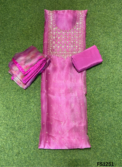 FS1251 | Pink | Glass Shimmer Suit | Party Wear | Wedding | Jaggo | Ring Ceremony | Festival