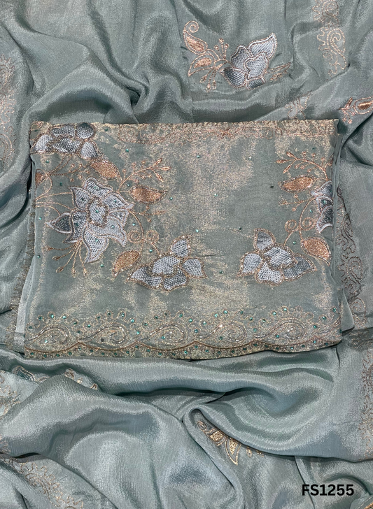 FS1255 | Light Sky-Blue | Shimmer suit | Wedding | Party Wear | Jaggo | Ring Ceremony | Festival