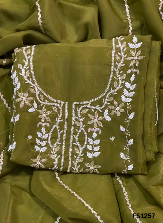 FS1257 | Green | Shimmer Suit | Party Wear | Wedding | Jaggo | Ring Ceremony | Festival