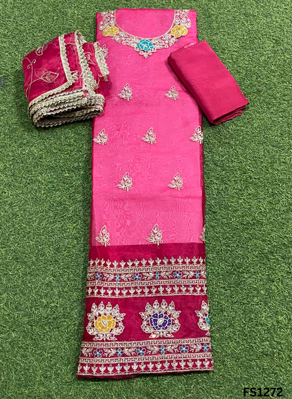 FS1272 | Pink | Shimmer suit | Wedding | Party Wear | Jaggo | Ring Ceremony | Festival