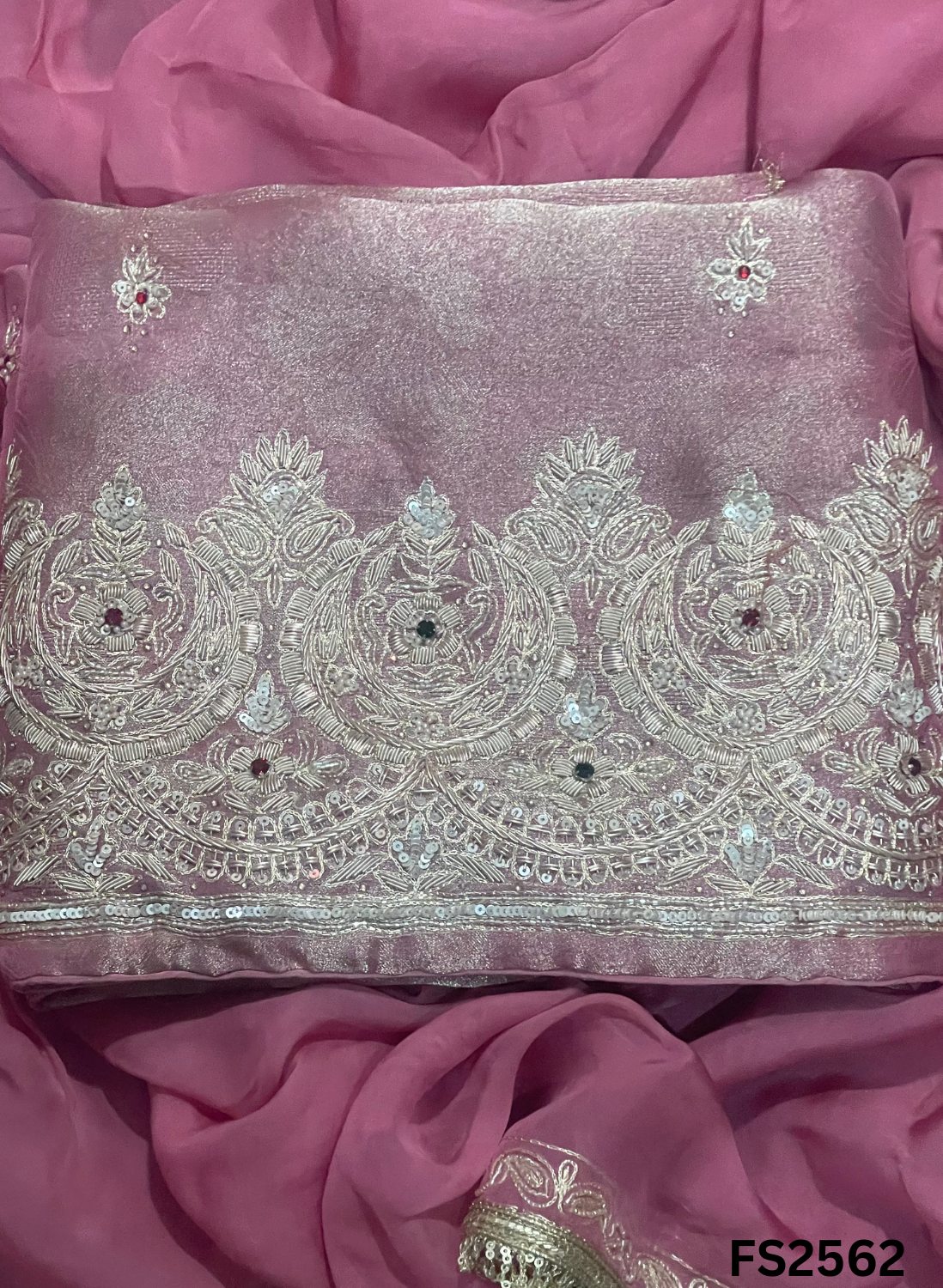 FS2562 | PEACH | Shimmer Suit | Party Wear | Wedding | Jaggo | Ring Ceremony | Festival