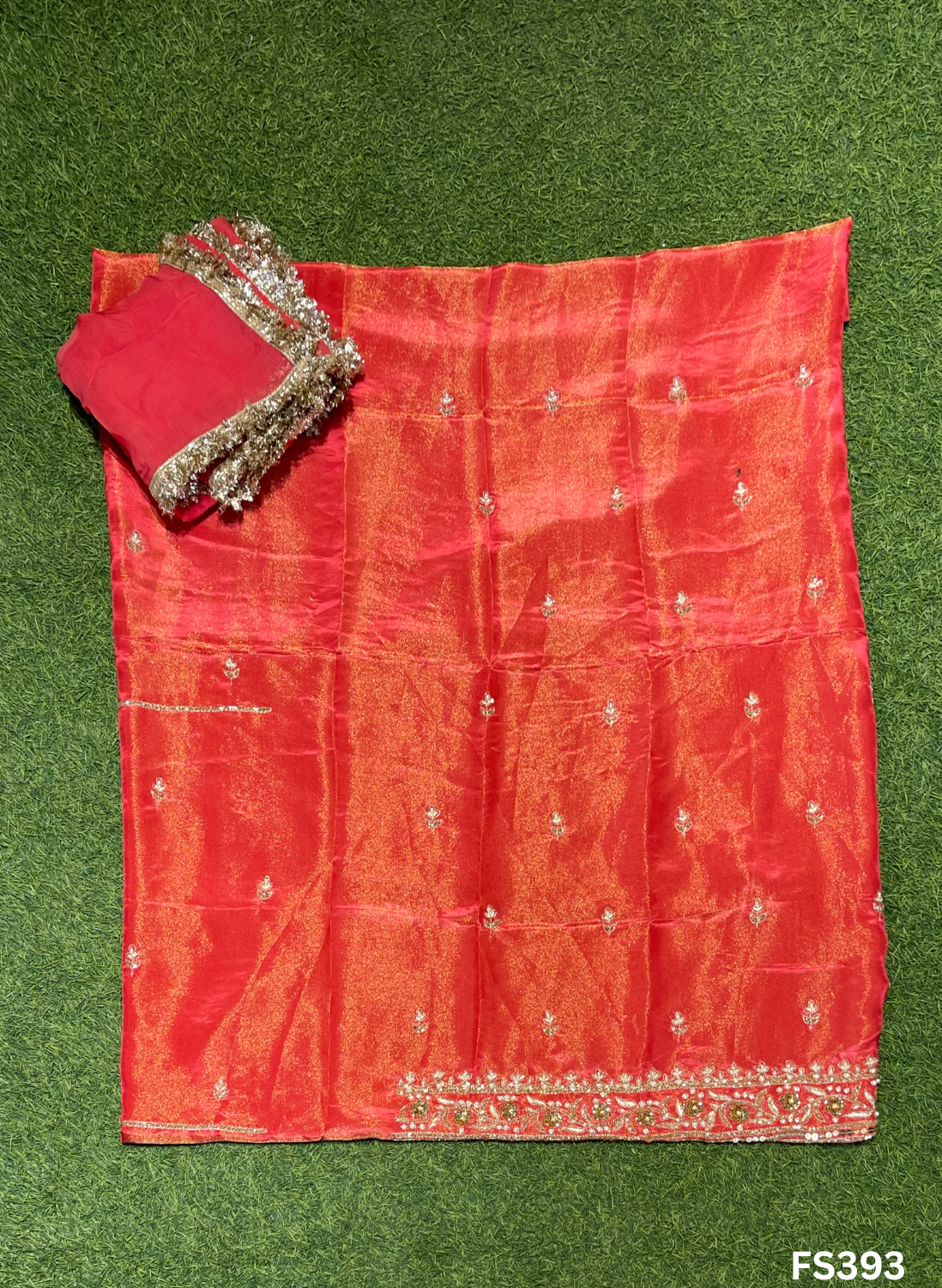 FS393 |  Orange | Shimmer Suit | Party Wear | Wedding | Jaggo | Ring Ceremony | Festival |