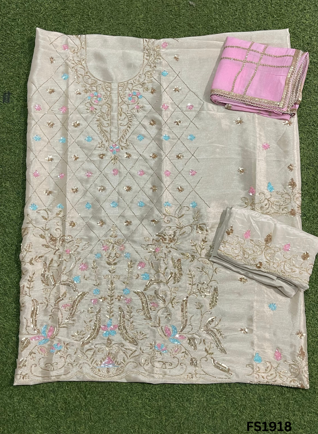 FS1918 | Golden | Shimmer Suit | Party Wear | Wedding | Jaggo | Ring Ceremony | Festival