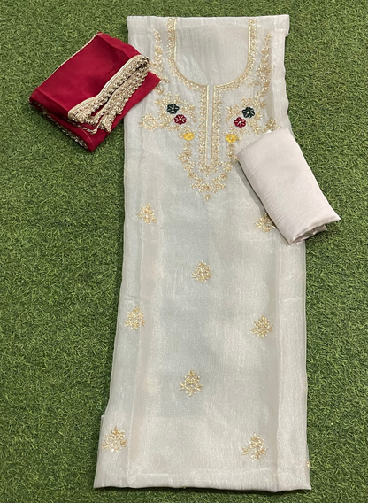 FS1914 | Off-White | Shimmer Suit | Party Wear | Wedding | Jaggo | Ring Ceremony | Festival