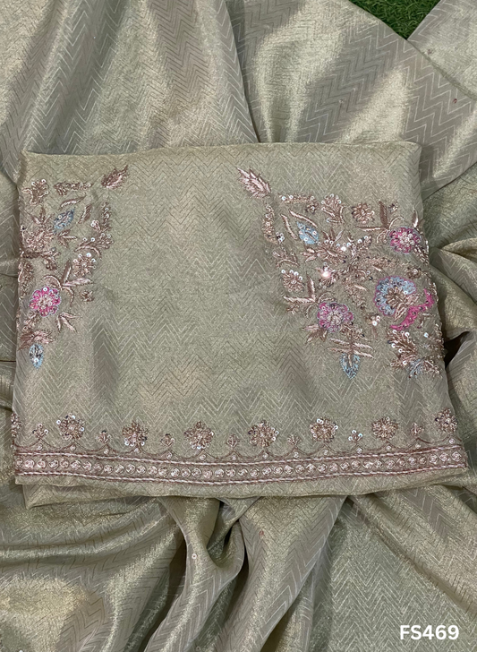 FS469 | Self-Print | Shimmer Suit | Party Wear | Wedding | Jaggo | Ring Ceremony | Festival