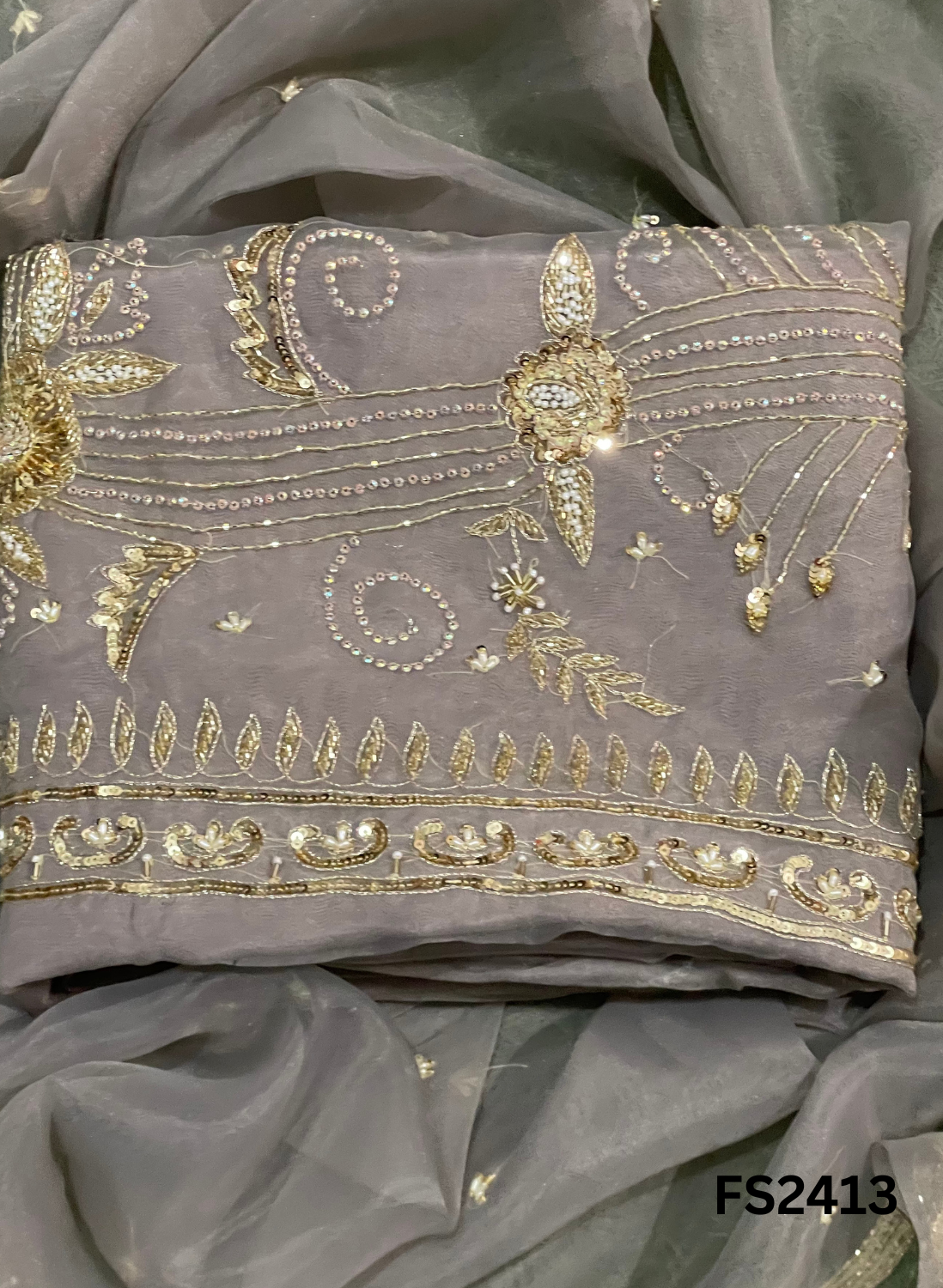 FS2413 | GOLDEN | Shimmer Suit | Party Wear | Wedding | Jaggo | Ring Ceremony | Festival