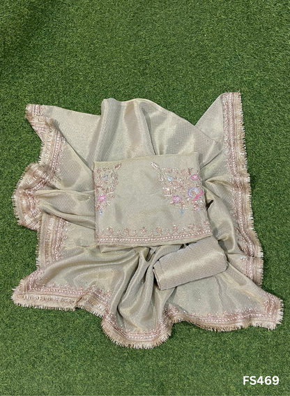 FS469 | Self-Print | Shimmer Suit | Party Wear | Wedding | Jaggo | Ring Ceremony | Festival