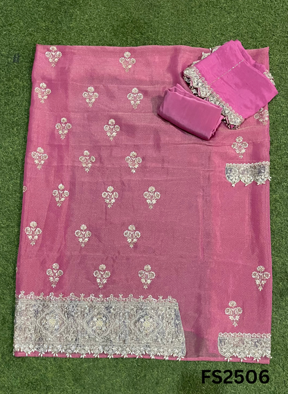 FS2506 |  Pink | Shimmer Suit | Party Wear | Wedding | Jaggo | Ring Ceremony | Festival