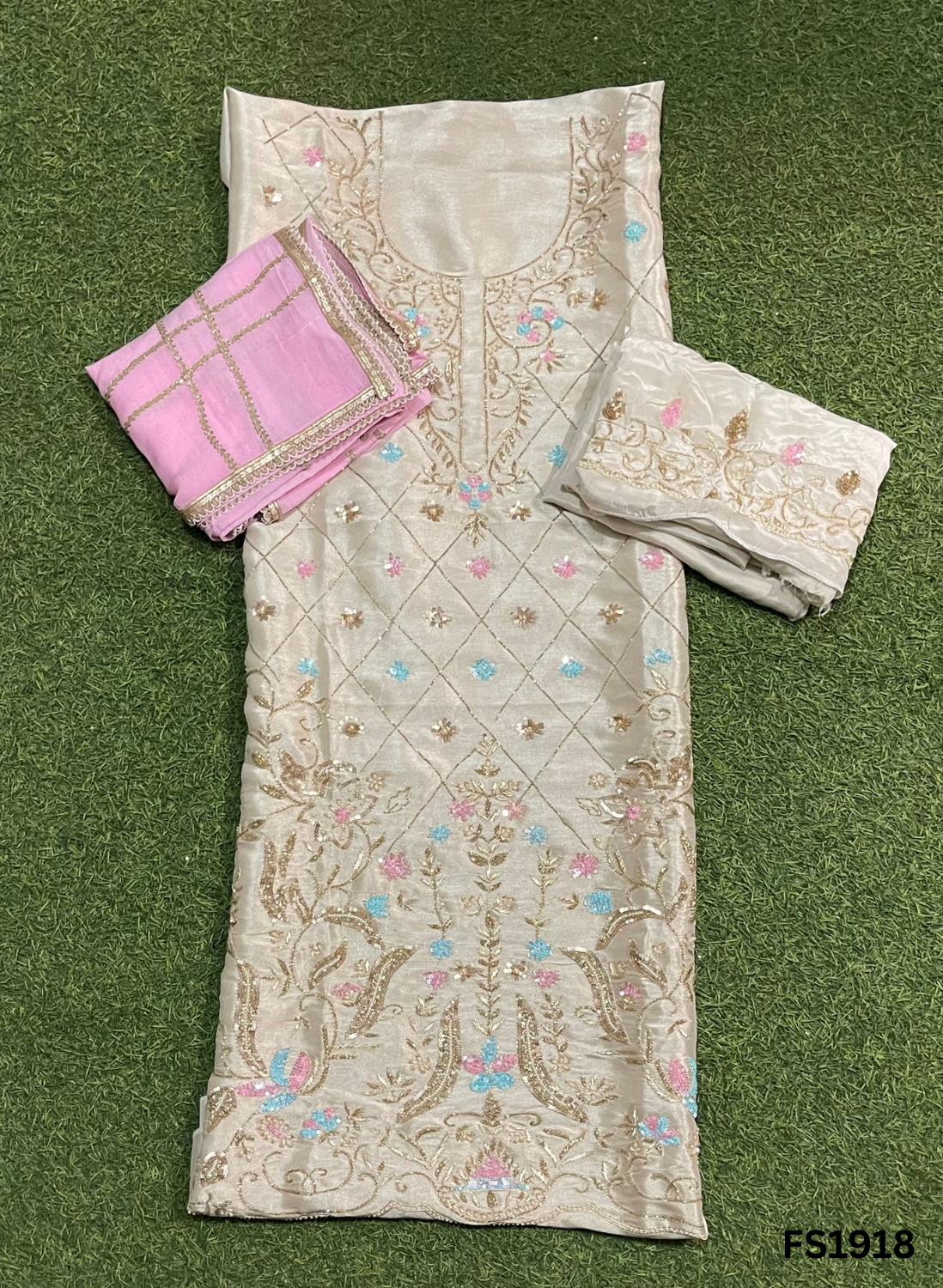 FS1918 | Golden | Shimmer Suit | Party Wear | Wedding | Jaggo | Ring Ceremony | Festival