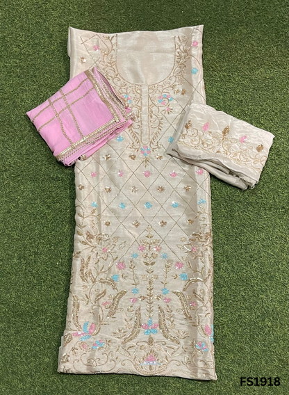 FS1918 | Golden | Shimmer Suit | Party Wear | Wedding | Jaggo | Ring Ceremony | Festival