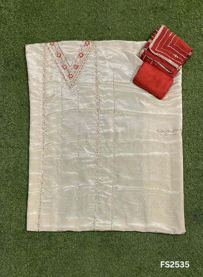 FS2535 | Rust |Shimmer Suit | Party Wear | Wedding | Jaggo | Ring Ceremony | Festival